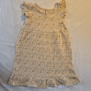 R❤️B Charming Organic Cotton Gauze Cream,tan,blue Ruffled Girls Dress Size 6